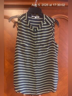 Daniel Rainn Black Yellow Striped Sleeveless Button-Front Camisole (Bin 5-005)